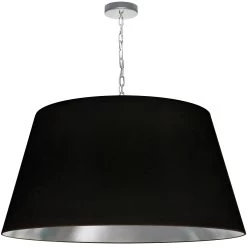 Dainolite 1 Light Brynn X-Large Pendant, Black/Silver Shade, Polished Chrome