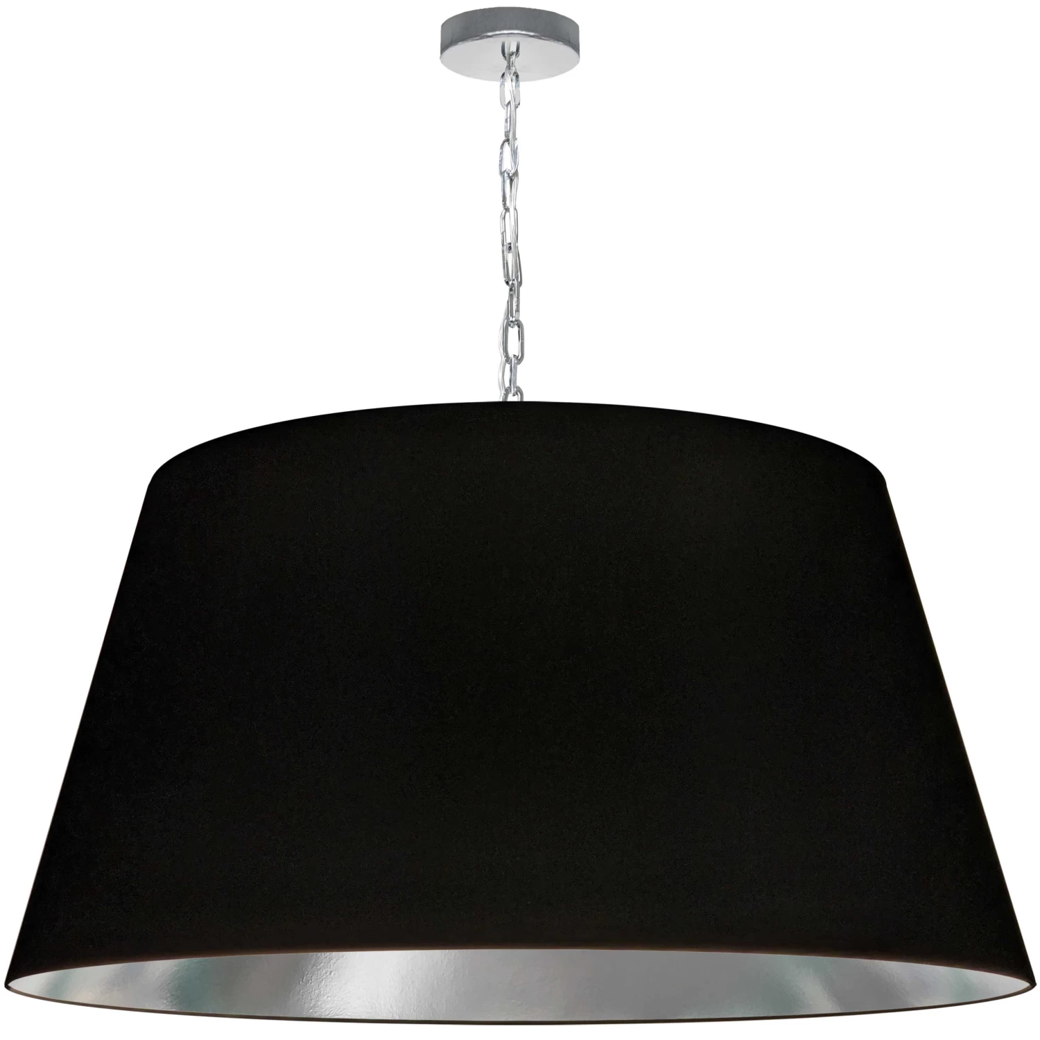 Dainolite 1 Light Brynn X-Large Pendant, Black/Silver Shade, Polished Chrome