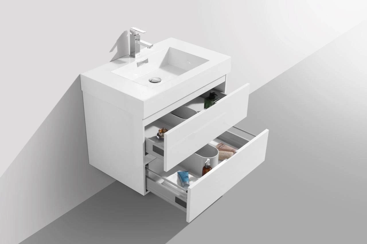 Kube Bath Bliss 30" Wall Mount / Wall Hung Bathroom Vanity With 2 Drawers - Image 17