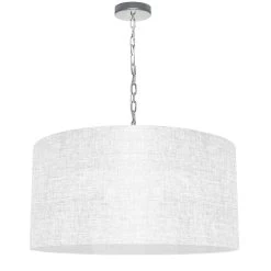Dainolite 1 Light Large Braxton Polished Chrome Pendant W/ White/Clear Shade