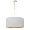 Dainolite 1 Light Medium Braxton Aged Brass Pendant W/ White/Gold Shade