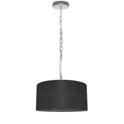 Dainolite 1 Light Small Braxton Polished Chrome Pendant W/ Black/Clear Shade