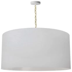 Dainolite 1 Light X-Large Braxton Aged Brass Pendant W/ White Shade