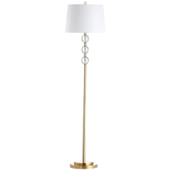 Dainolite 1 Light Incandescent Crystal Floor Lamp, Aged Brass With White Shade