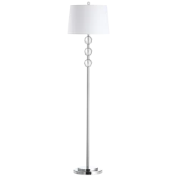 Dainolite 1 Light Incandescent Crystal Floor Lamp, Polished Chrome With White Shade