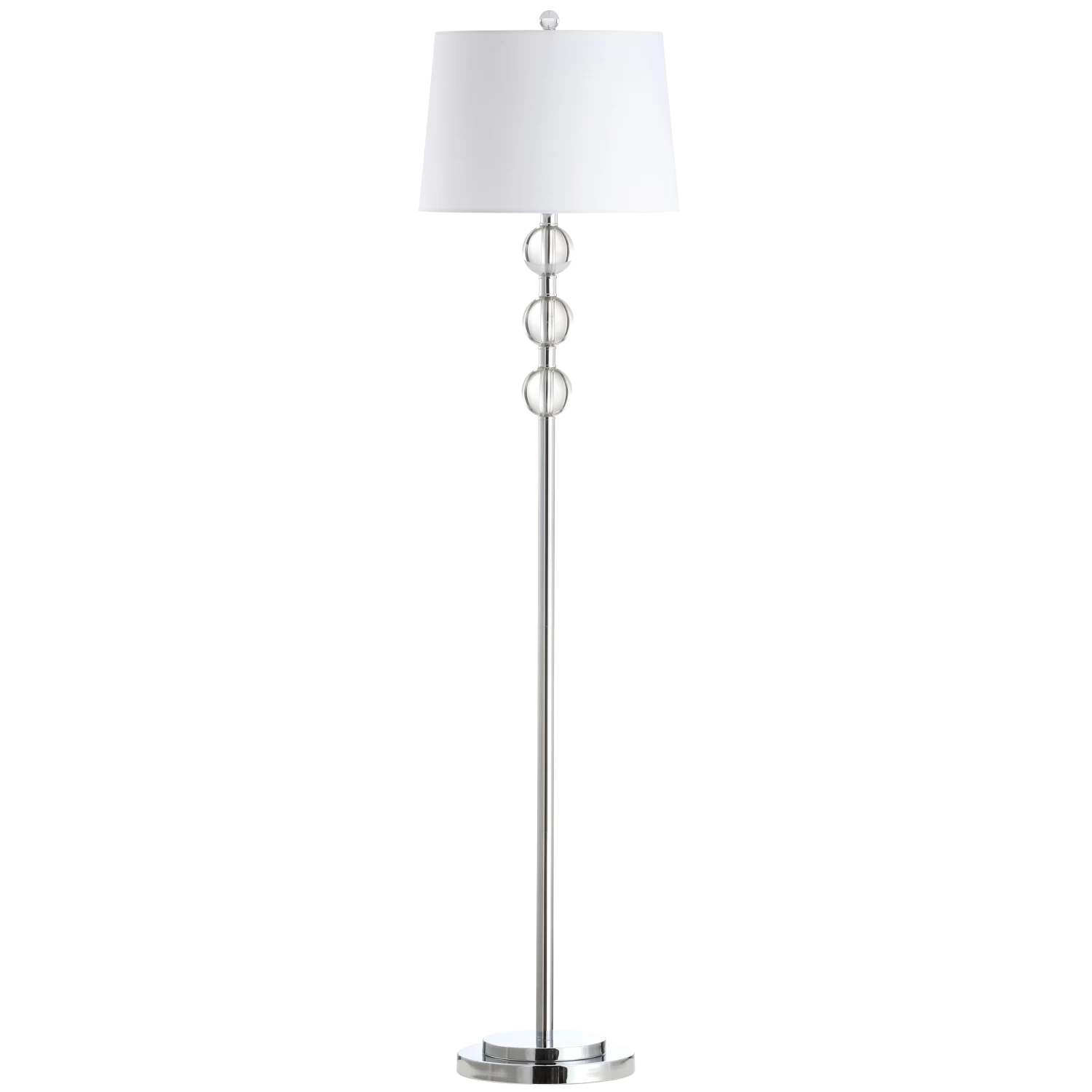 Dainolite 1 Light Incandescent Crystal Floor Lamp, Polished Chrome With White Shade