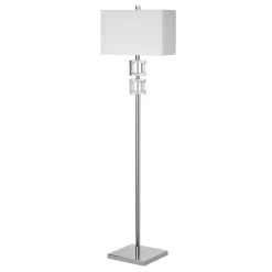 Dainolite 1 Light Crystal Floor Lamp Polished Chrome White Shade