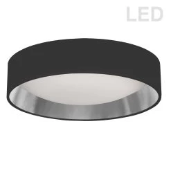 Dainolite 15" Light Flush Mount Fixture Black/Silver Shade