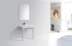 Kube Bath Haus 30" Stainless Steel Console Bathroom Vanity With White Acrylic Sink