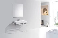 Kube Bath Haus 36" Stainless Steel Console Bathroom Vanity With White Acrylic Sink