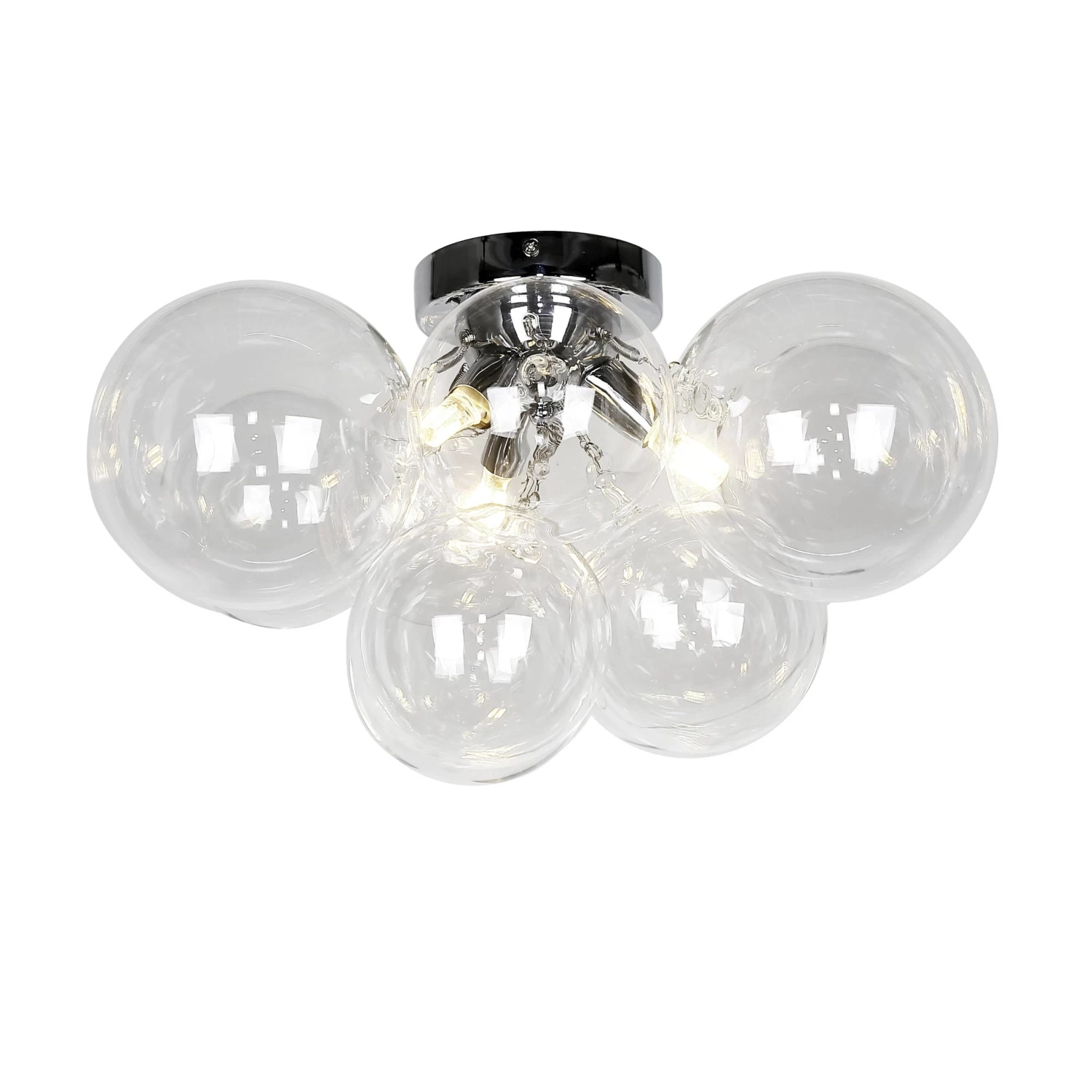 Dainolite 3 Light Halogen Flush Mount, Polished Chrome With Clear Glass