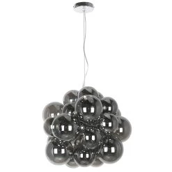 Dainolite 6 Light Halogen Pendant Polished Chrome Finish With Smoked Glass