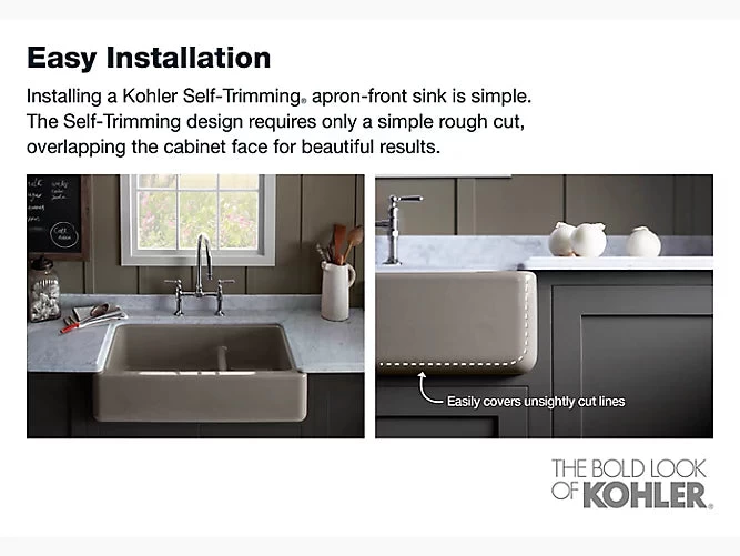 Kohler Whitehaven 34" X 21-9/16" Undermount Single Bowl Farmhouse Kitchen Sink With Tall Apron- White - Image 10