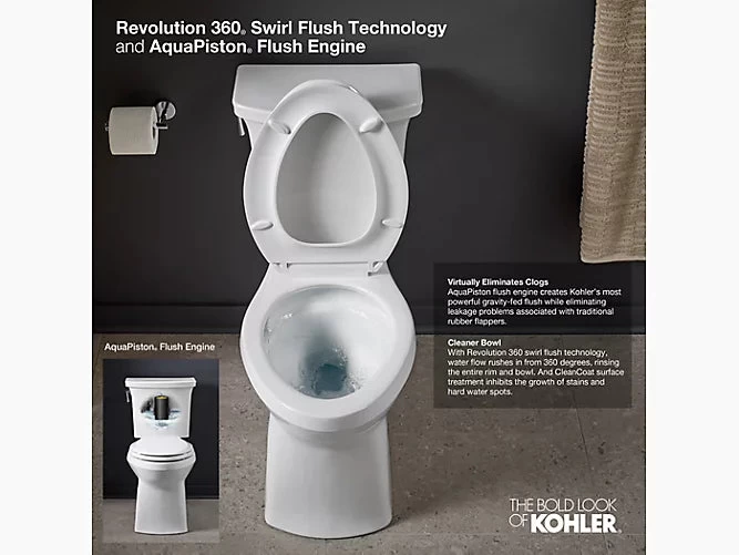 Kohler Cimarron Comfort Height Two-piece Round-front 1.28 GPF Chair Height Toilet - Image 5