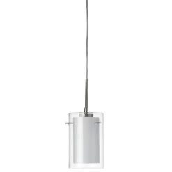 Dainolite Single Pendant, Chrome, Clear/White Glass