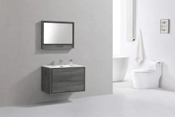 Kube Bath De Lusso 36" Wall Mount / Wall Hung Modern Bathroom Vanity With 2 Drawers Acrylic Countertop DL36