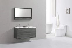 Kube Bath De Lusso 48" Wall Mount / Wall Hung Modern Double Sink Bathroom Vanity With 2 Drawers Acrylic Countertop DL48D