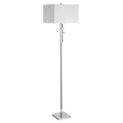 Dainolite Crystal Floor Lamp, Polished Chrome, White Linen Rectangular Shade