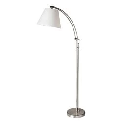 Dainolite Adjustable Floor Lamp, Satin Chrome, White Empire Shade, Rotary Dimmer Switch