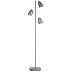 Dainolite 3 Light Floor Lamp, Painted Satin Chrome, Adjustable Heads