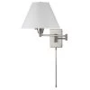 Dainolite Swing Arm Wall Lamp, Satin Chrome, White Linen Empire Shade 195F