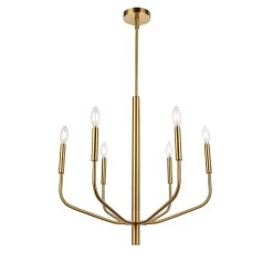 Dainolite 6 Light Incandescent Chandelier, Aged Brass