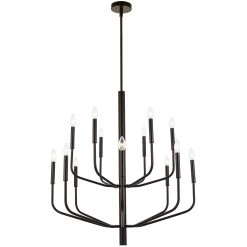 Dainolite Eleanor 14 Light Matte Black Incandescent Chandelier