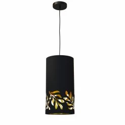 Dainolite 1 Light Flora Pendant JTone Black And Gold Shade, Black