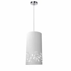 Dainolite 1 Light Flora Pendant JTone White Shade, Polished Chrome