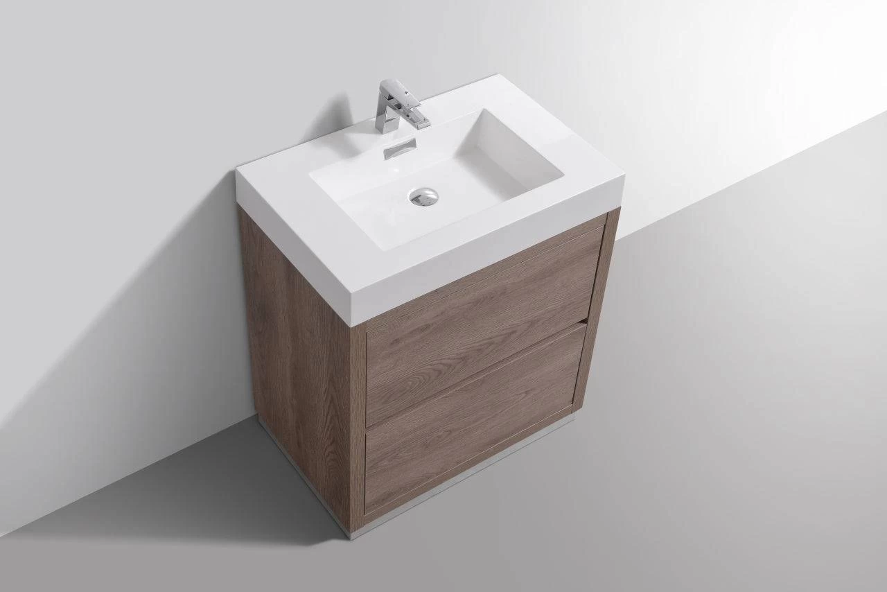 Kube Bath Bliss 30" Floor Mount Free Standing Bathroom Vanity With 2 Drawers - Image 6