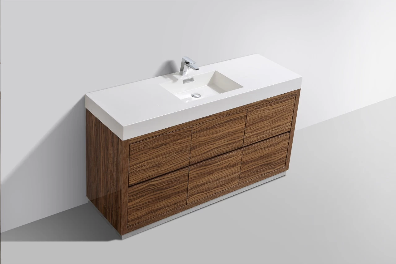 Kube Bath Bliss 60" Floor Mount Free Standing Single Sink Bathroom Vanity With 6 Drawers Acrylic Countertop FMB60S - Image 8