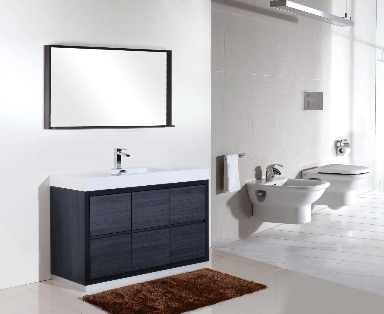 Kube Bath Bliss 60" Floor Mount Free Standing Single Sink Bathroom Vanity With 6 Drawers Acrylic Countertop FMB60S - Image 10