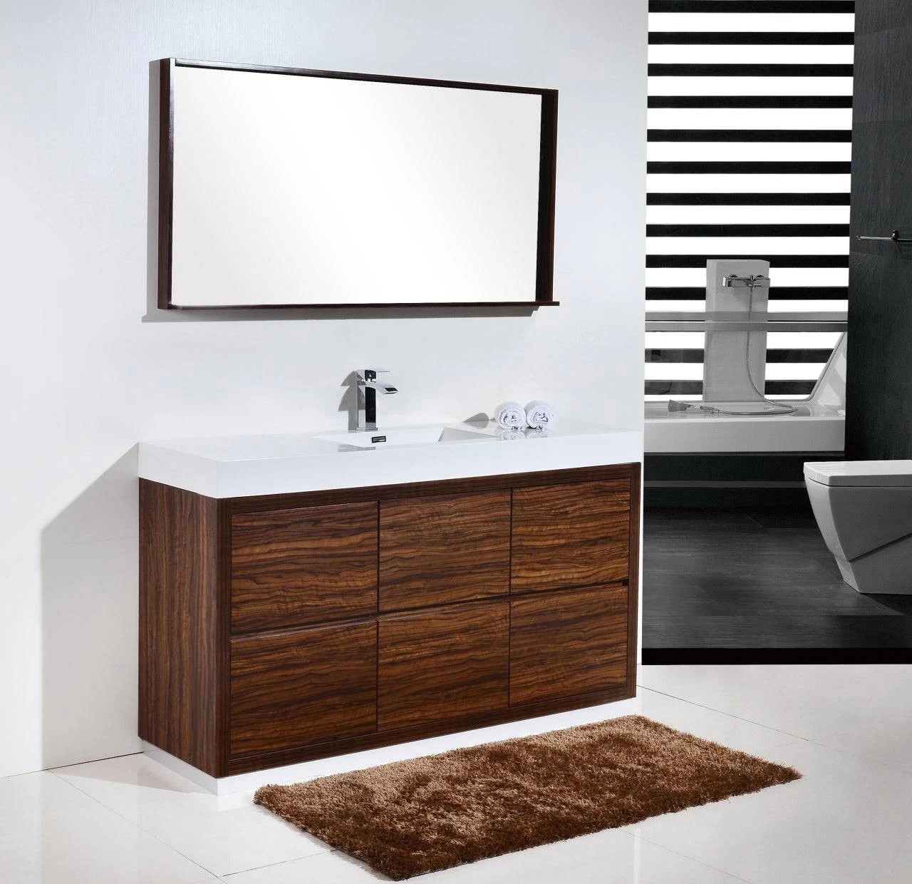 Kube Bath Bliss 60" Floor Mount Free Standing Single Sink Bathroom Vanity With 6 Drawers Acrylic Countertop FMB60S - Image 19