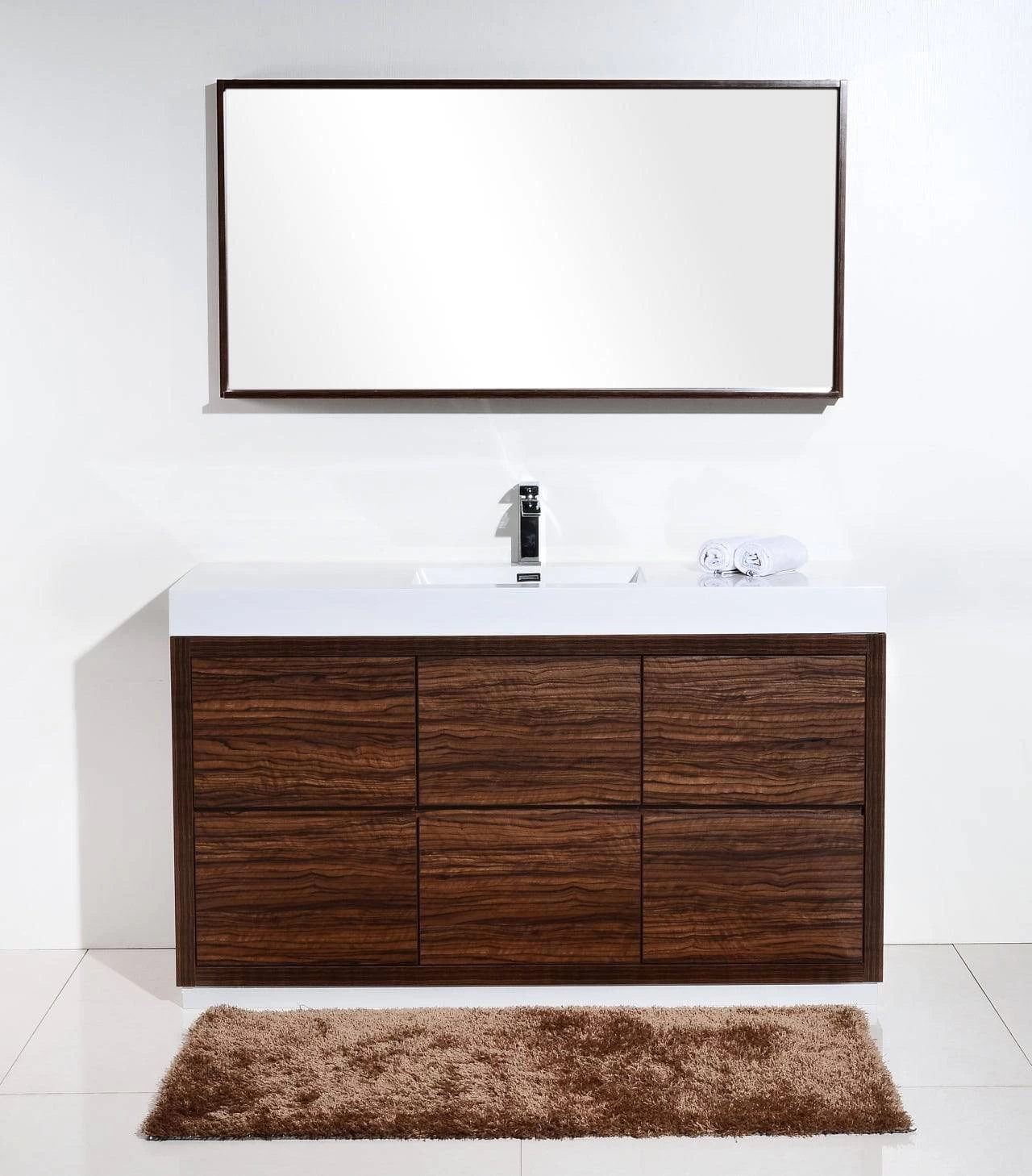 Kube Bath Bliss 60" Floor Mount Free Standing Single Sink Bathroom Vanity With 6 Drawers Acrylic Countertop FMB60S - Image 20