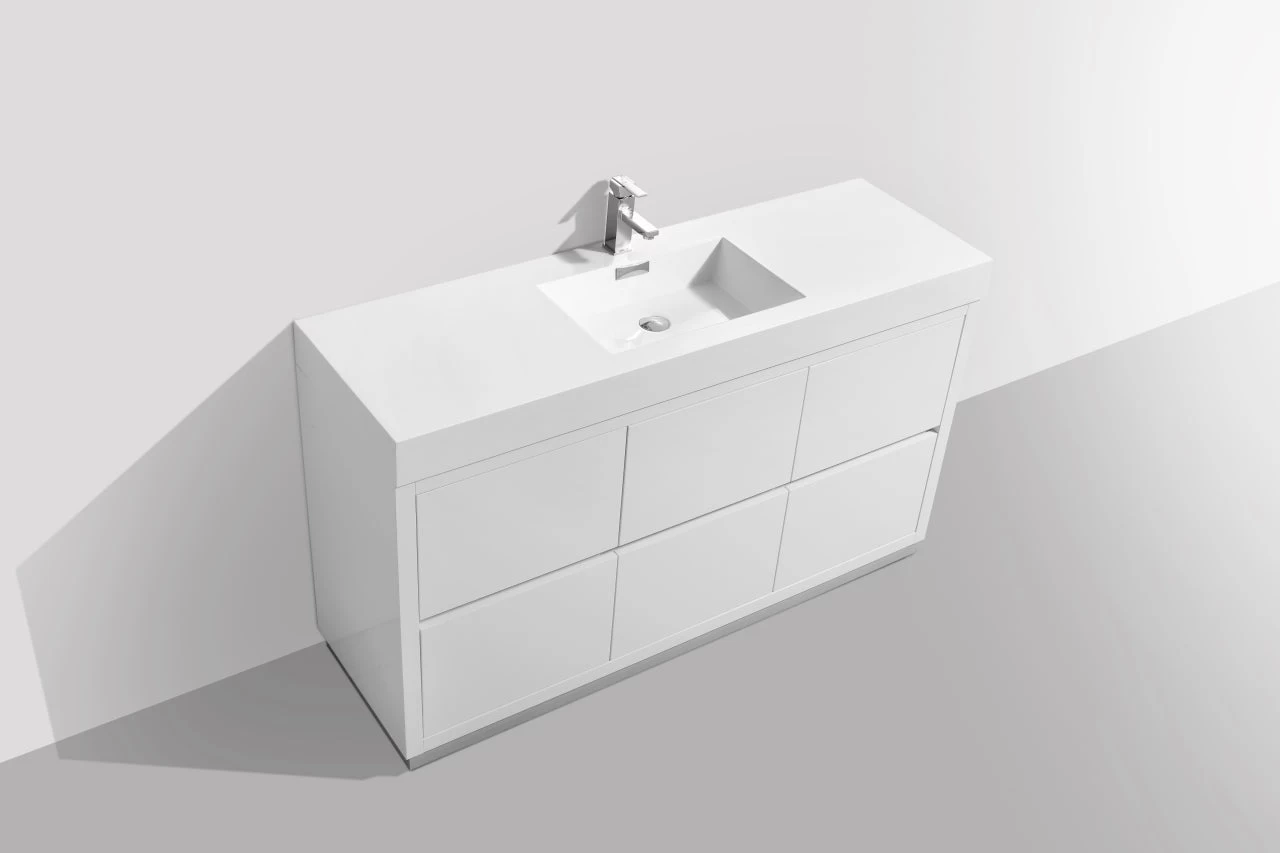Kube Bath Bliss 60" Floor Mount Free Standing Single Sink Bathroom Vanity With 6 Drawers Acrylic Countertop FMB60S - Image 14
