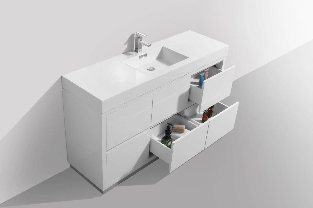 Kube Bath Bliss 60" Floor Mount Free Standing Single Sink Bathroom Vanity With 6 Drawers Acrylic Countertop FMB60S - Image 15