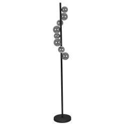 Dainolite 8 Light Halogen Floor Lamp Matte Black Finish With Smoked Glass