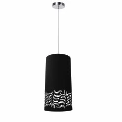 Dainolite 1 Light Glora Pendant JTone Black And Silver Shade, Polished Chrome