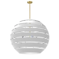 Dainolite Hula 4 Light 30 In Aged Brass Incandescent Chandelier With White Shade