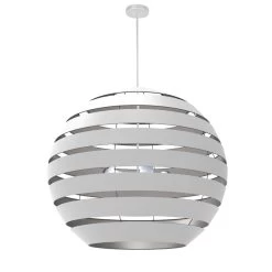 Dainolite Hula 4 Light 30 In Matte White Incandescent Chandelier With White And Silver Shade