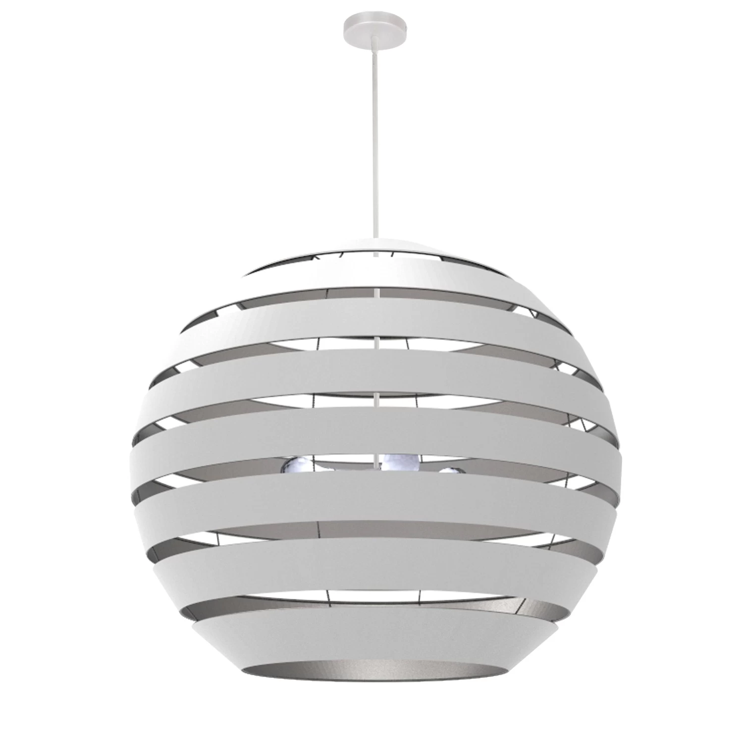 Dainolite Hula 4 Light 30 In Matte White Incandescent Chandelier With White And Silver Shade
