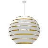 Dainolite Hula 4 Light 30 In Matte White Incandescent Chandelier With White And Gold Shade