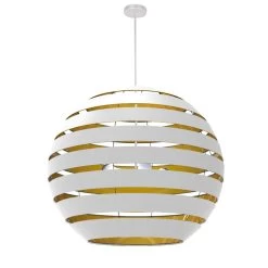 Dainolite Hula 4 Light 30 In Matte White Incandescent Chandelier With White And Gold Shade