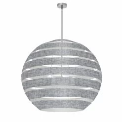 Dainolite Hula 4 Light 30 In Polished Chrome Incandescent Chandelier With Grey And Clear Shade