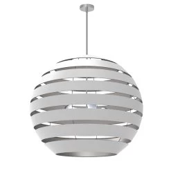 Dainolite Hula 4 Light 30 In Polished Chrome Incandescent Chandelier With White And Silver Shade