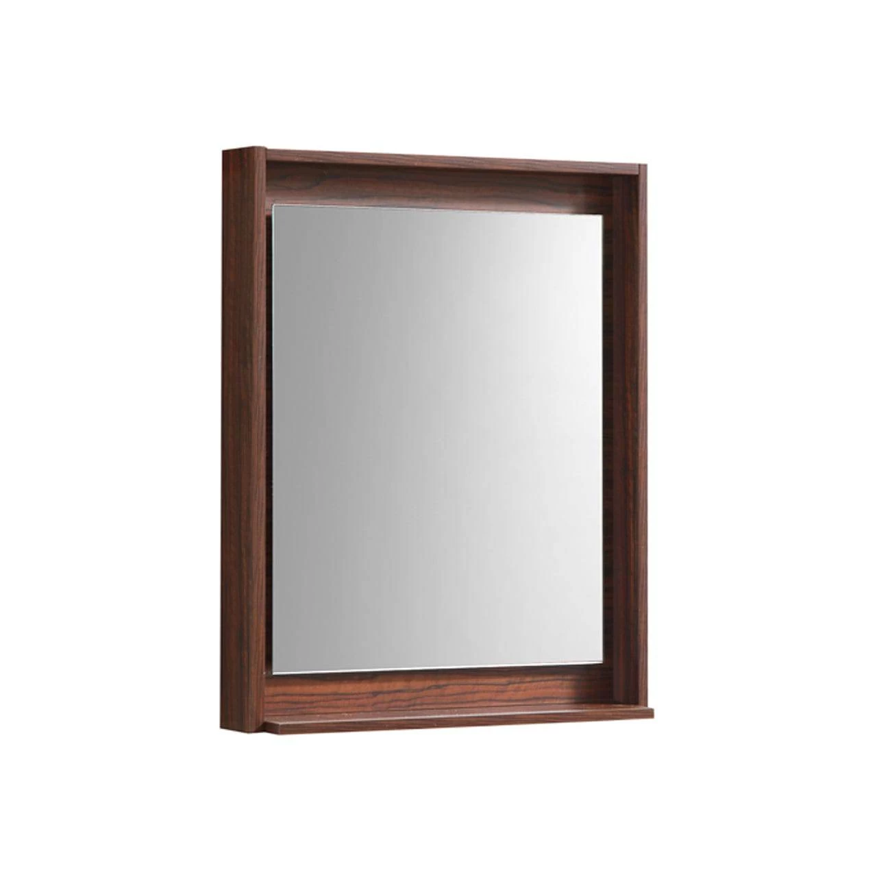 Kube Bath 24" Wide Bathroom Mirror With Shelf – Walnut