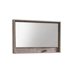 Kube Bath 48" Wide Bathroom Mirror With Shelf – Nature Wood