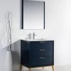Kube Bath Divani 30" Floor Mount Bathroom Vanity With Quartz Countertop, Backsplash And 3 Drawers KD9930