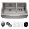Kraus Standart PRO 35.88" X 20.75" Apron Front 16 Gauge Stainless Steel 60/40 Double Bowl Undermount Kitchen Sink