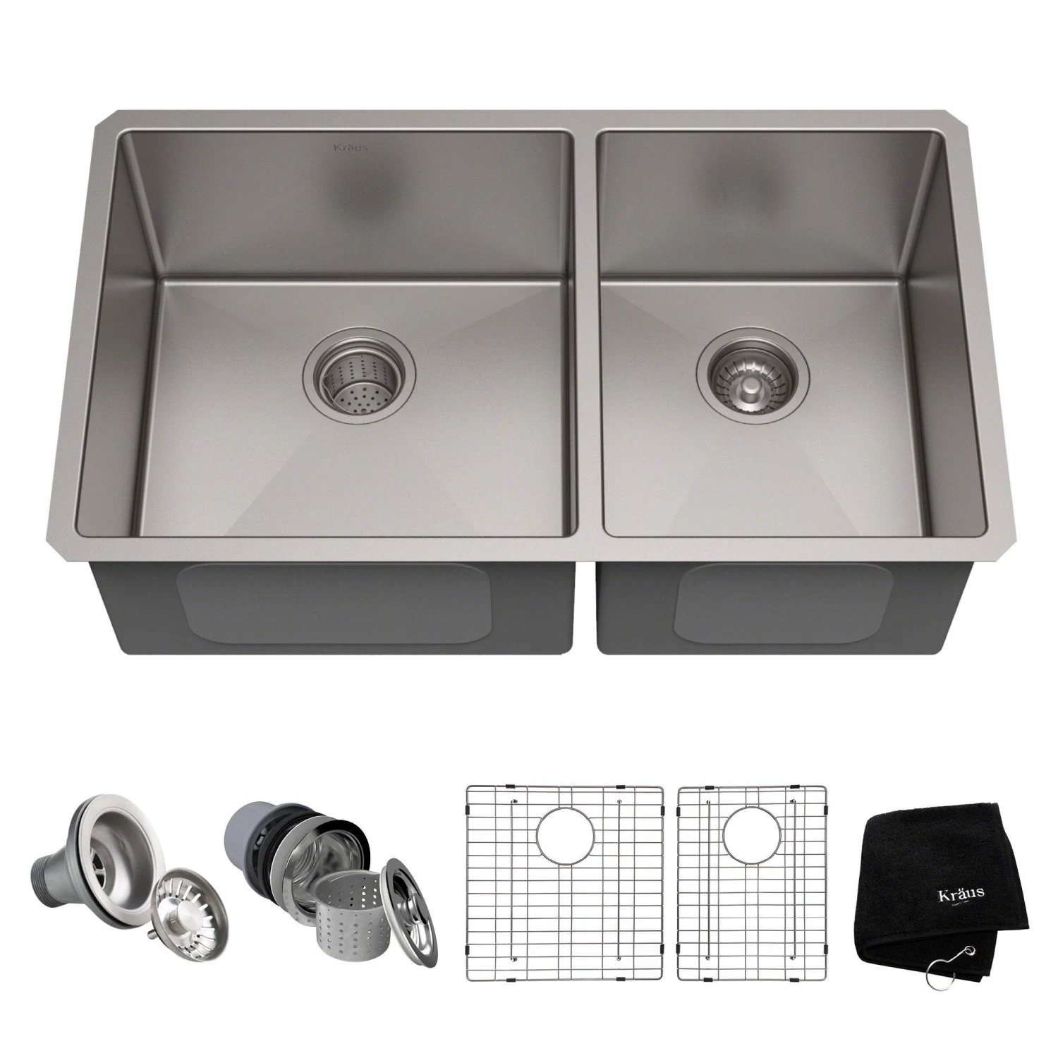 Kraus Standart PRO 32.75" X 19" Undermount 16 Gauge Stainless Steel 60/40 Double Bowl Kitchen Sink